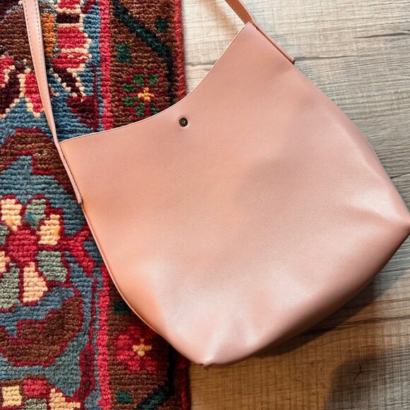 Anthropologie Samara Vegan Leather Adjustable Small Crossbody Pink Purse - Picture 6 of 9